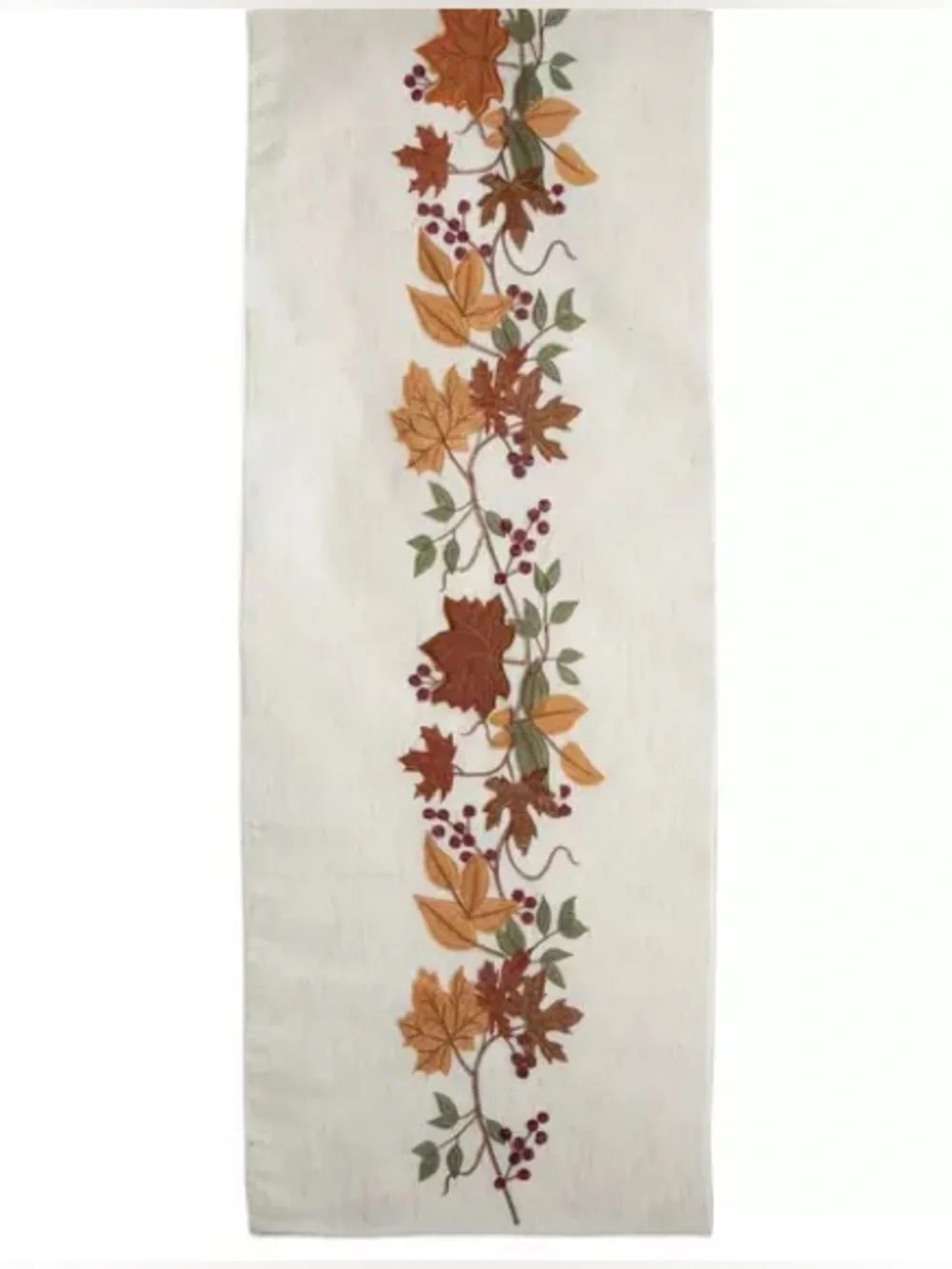 Embroidered Leaves Table Runner
